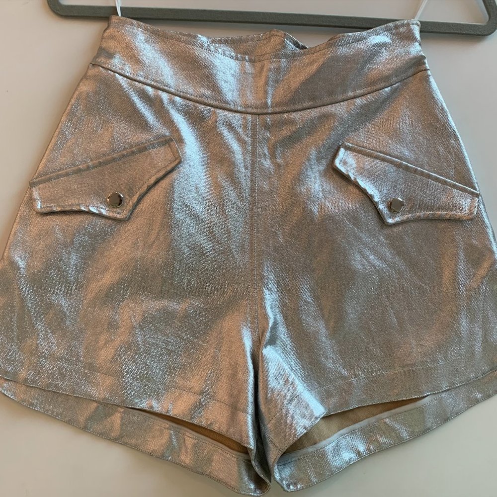 JILL STUART silver metallic shorts